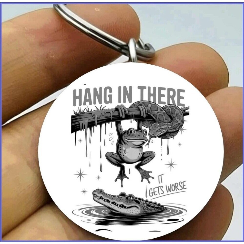 Funny Art Frog Snake Gator Jungle Stainless Keychain Art Joke Laugh Anime Comedy